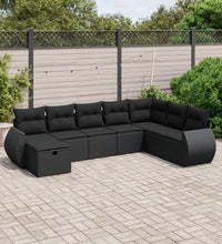 8-tlg. Garten-Sofagarnitur mit Kissen Schwarz Poly Rattan