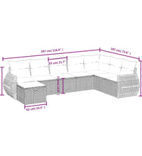 8-tlg. Garten-Sofagarnitur mit Kissen Schwarz Poly Rattan