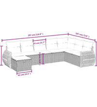 8-tlg. Garten-Sofagarnitur mit Kissen Beige Poly Rattan