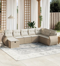8-tlg. Garten-Sofagarnitur mit Kissen Beige Poly Rattan