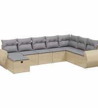 8-tlg. Garten-Sofagarnitur mit Kissen Beige Poly Rattan