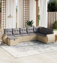 8-tlg. Garten-Sofagarnitur mit Kissen Beige Poly Rattan