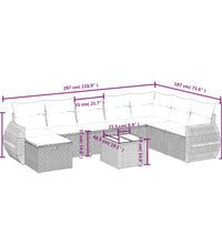 9-tlg. Garten-Sofagarnitur mit Kissen Schwarz Poly Rattan