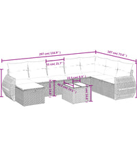 9-tlg. Garten-Sofagarnitur mit Kissen Schwarz Poly Rattan
