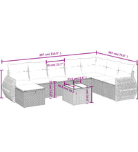 9-tlg. Garten-Sofagarnitur mit Kissen Grau Poly Rattan