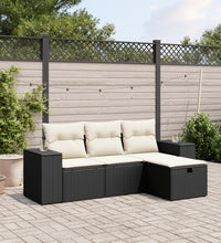 4-tlg. Garten-Sofagarnitur mit Kissen Schwarz Poly Rattan