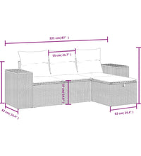4-tlg. Garten-Sofagarnitur mit Kissen Beigemischung Poly Rattan