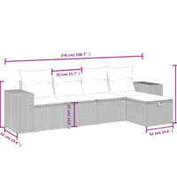 5-tlg. Garten-Sofagarnitur mit Kissen Hellgrau Poly Rattan