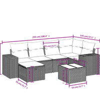 7-tlg. Garten-Sofagarnitur mit Kissen Beige Poly Rattan