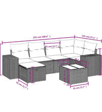 7-tlg. Garten-Sofagarnitur mit Kissen Hellgrau Poly Rattan