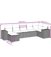 7-tlg. Garten-Sofagarnitur mit Kissen Hellgrau Poly Rattan