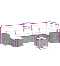 8-tlg. Garten-Sofagarnitur mit Kissen Schwarz Poly Rattan