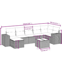 8-tlg. Garten-Sofagarnitur mit Kissen Beige Poly Rattan