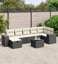 8-tlg. Garten-Sofagarnitur mit Kissen Schwarz Poly Rattan