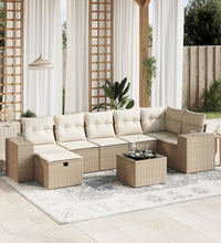 8-tlg. Garten-Sofagarnitur mit Kissen Beige Poly Rattan