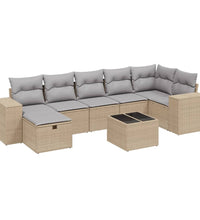 8-tlg. Garten-Sofagarnitur mit Kissen Beige Poly Rattan