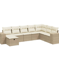 8-tlg. Garten-Sofagarnitur mit Kissen Beige Poly Rattan