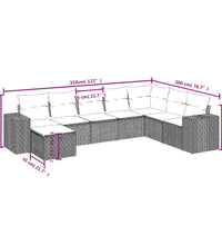 8-tlg. Garten-Sofagarnitur mit Kissen Beige Poly Rattan