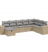 8-tlg. Garten-Sofagarnitur mit Kissen Beige Poly Rattan