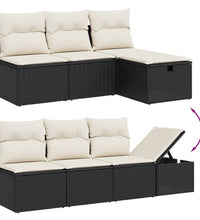9-tlg. Garten-Sofagarnitur mit Kissen Schwarz Poly Rattan