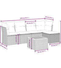 6-tlg. Garten-Sofagarnitur mit Kissen Schwarz Poly Rattan