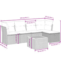 6-tlg. Garten-Sofagarnitur mit Kissen Beige Poly Rattan