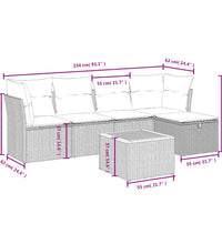 6-tlg. Garten-Sofagarnitur mit Kissen Beige Poly Rattan