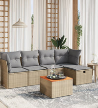 6-tlg. Garten-Sofagarnitur mit Kissen Beige Poly Rattan