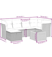 7-tlg. Garten-Sofagarnitur mit Kissen Schwarz Poly Rattan