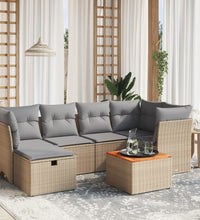 7-tlg. Garten-Sofagarnitur mit Kissen Beige Poly Rattan
