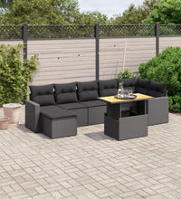 8-tlg. Garten-Sofagarnitur mit Kissen Schwarz Poly Rattan