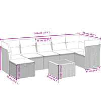 8-tlg. Garten-Sofagarnitur mit Kissen Schwarz Poly Rattan