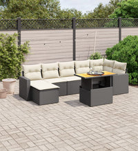 8-tlg. Garten-Sofagarnitur mit Kissen Schwarz Poly Rattan