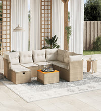 8-tlg. Garten-Sofagarnitur mit Kissen Beige Poly Rattan