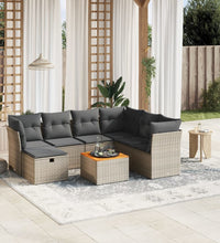 8-tlg. Garten-Sofagarnitur mit Kissen Grau Poly Rattan
