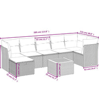 9-tlg. Garten-Sofagarnitur mit Kissen Schwarz Poly Rattan