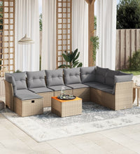 9-tlg. Garten-Sofagarnitur mit Kissen Beige Poly Rattan