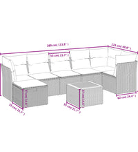 9-tlg. Garten-Sofagarnitur mit Kissen Grau Poly Rattan