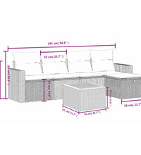 6-tlg. Garten-Sofagarnitur mit Kissen Schwarz Poly Rattan