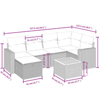 7-tlg. Garten-Sofagarnitur mit Kissen Beige Poly Rattan