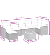 8-tlg. Garten-Sofagarnitur mit Kissen Schwarz Poly Rattan