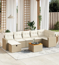 8-tlg. Garten-Sofagarnitur mit Kissen Beige Poly Rattan