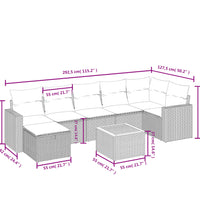 8-tlg. Garten-Sofagarnitur mit Kissen Beige Poly Rattan
