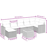 8-tlg. Garten-Sofagarnitur mit Kissen Grau Poly Rattan