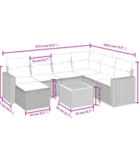 8-tlg. Garten-Sofagarnitur mit Kissen Schwarz Poly Rattan