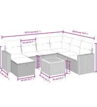 8-tlg. Garten-Sofagarnitur mit Kissen Schwarz Poly Rattan