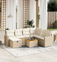 8-tlg. Garten-Sofagarnitur mit Kissen Beige Poly Rattan