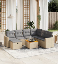 8-tlg. Garten-Sofagarnitur mit Kissen Beige Poly Rattan