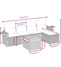 6-tlg. Garten-Sofagarnitur mit Kissen Schwarz Poly Rattan