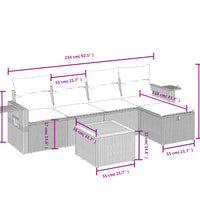 6-tlg. Garten-Sofagarnitur mit Kissen Schwarz Poly Rattan